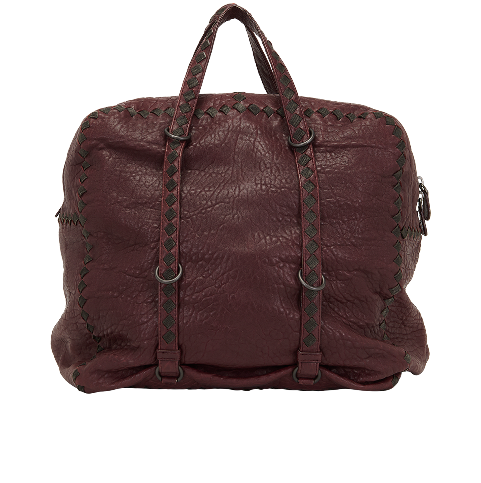 Intrecciato Boston Bag, &pound;250, Handbags, Burgundy, Leather, Back view
